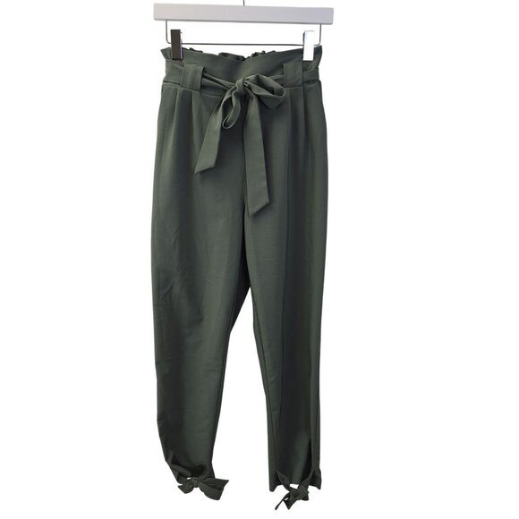 Grace Karin Pants - Grace Karin High Rise Paper Bag Waist Tie Ankle Pants Size Medium